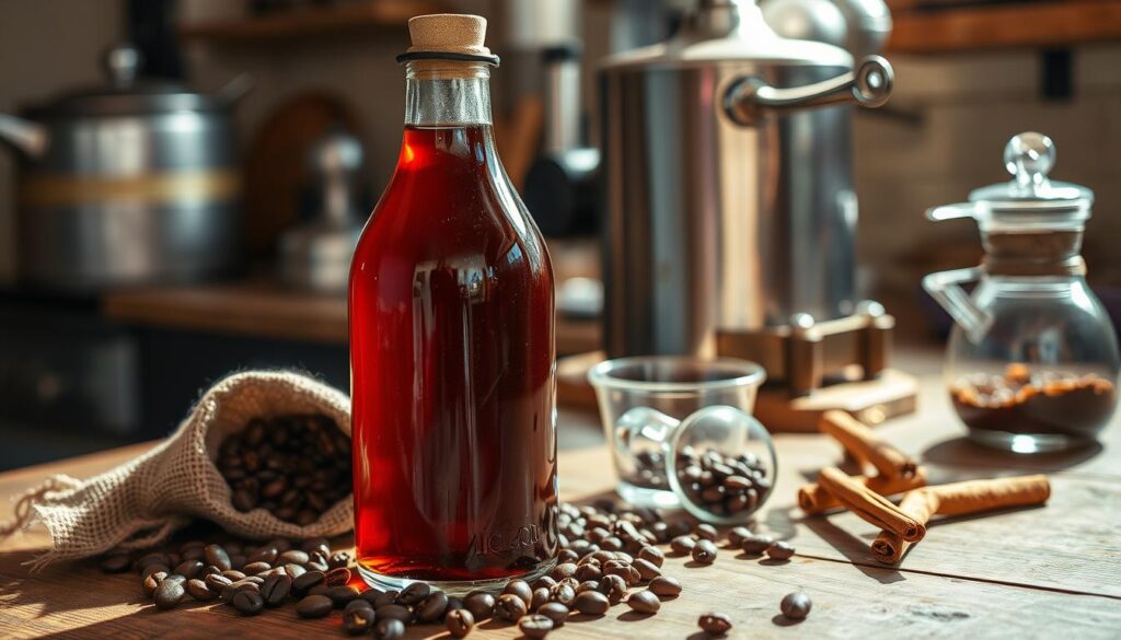 Homemade coffee liqueur