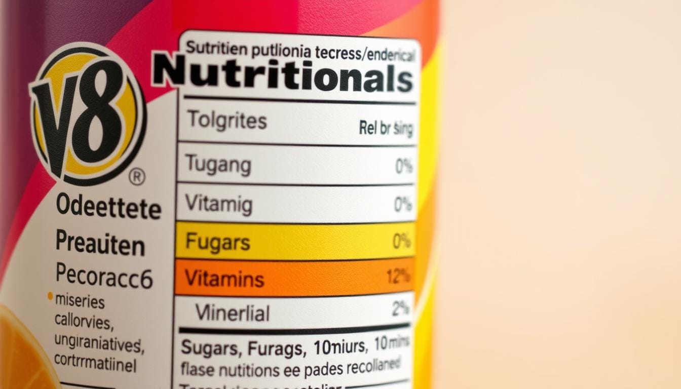 v8 energy nutrition label